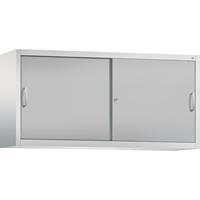 C+P ACCURADO opzetkast met schuifdeuren, 2 legborden, h x b x d = 790 x 1600 x 400 mm, lichtgrijs / blank aluminiumkleurig