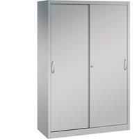 C+P ACURADO schuifdeurkast, 3 legborden, 2 lockers, h x b x d = 1950 x 1200 x 500 mm, blank aluminiumkleurig