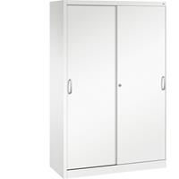 C+P ACURADO schuifdeurkast, 3 legborden, 2 lockers, h x b x d = 1950 x 1200 x 500 mm, verkeerswit