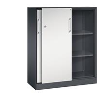 C+P Schuifdeurkast ASISTO, hoogte 1292 mm, breedte 1000 mm, zwartgrijs/lichtgrijs