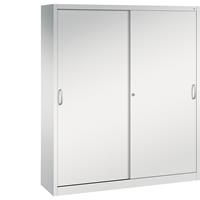 C+P ACURADO schuifdeurkast, 6 legborden, 2 lockers, h x b x d = 1950 x 1600 x 400 mm, lichtgrijs