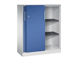 C+P Schuifdeurkast ASISTO, hoogte 1292 mm, breedte 1000 mm, lichtgrijs/gentiaanblauw