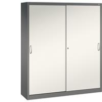 C+P ACURADO schuifdeurkast, 6 legborden, 2 lockers, h x b x d = 1950 x 1600 x 400 mm, vulkaangrijs/parelwit