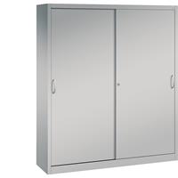 C+P ACURADO schuifdeurkast, 6 legborden, 2 lockers, h x b x d = 1950 x 1600 x 400 mm, blank aluminiumkleurig