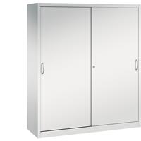 C+P ACURADO schuifdeurkast, 6 legborden, 2 lockers, h x b x d = 1950 x 1600 x 500 mm, lichtgrijs