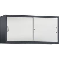 C+P ACCURADO opzetkast met schuifdeuren, 2 legborden, h x b x d = 790 x 1600 x 500 mm, zwartgrijs/lichtgrijs