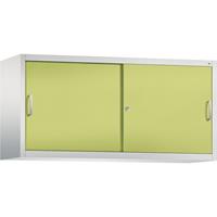 C+P ACCURADO opzetkast met schuifdeuren, 2 legborden, h x b x d = 790 x 1600 x 500 mm, lichtgrijs/felgroen