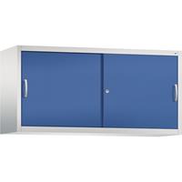 C+P ACCURADO opzetkast met schuifdeuren, 2 legborden, h x b x d = 790 x 1600 x 500 mm, lichtgrijs/gentiaanblauw