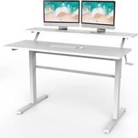 COSTWAY Sitz-Steh-Schreibtisch höhenverstellbar weiß