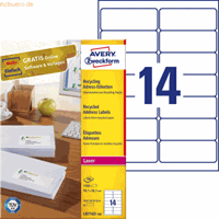 Avery Zweckform Adress-Etiketten Recycling 99,1x38,1mm weiß VE=1400 Et