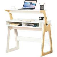 HOMCOM Schreibtisch Stehpult und Sitzpult Computertisch robust struktur Weiß - weiß