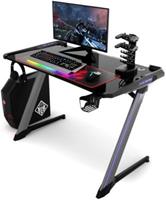 COSTWAY Schreibtisch Gaming Tisch mit RGB-Led schwarz
