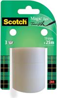 Scotch plakband Magic tape, 19 mm x 25 m, 3 rollen
