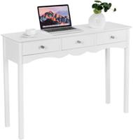 COSTWAY Schreibtisch mit 3 Schubladen weiß