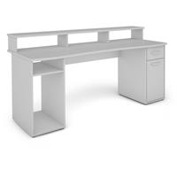 BYLIVING Schreibtisch FANTASTIC / XXL Gaming-Tisch in Weiß / Mit viel Stauraum und einer breiten Borte auf der Tischplatte / Computer-Tisch / PC /