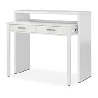 HOGAR24 Ausziehbarer Konsolentisch Schreibtisch mit 2 Schubladen L 99x 36-70 x 88h WHITE ARTIK