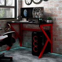 vidaXL Gamingbureau met K-vormige poten 110x60x75 cm zwart en rood