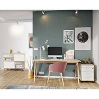 Yomonda Büro Möbel Set HOLM-01 in weiß mit Absetzungen in Navarra Eiche Nb.