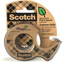 Scotch Plakband Magic Tape A greener choice ft 19 mm x 15 m, op dispenser van 100 % gerecycleerd plastic