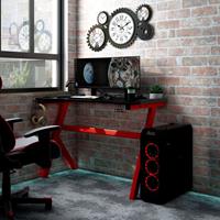 VidaXL Gaming-Schreibtisch mit LED & Y-Gestell Schwarz Rot 110x60x75cm 