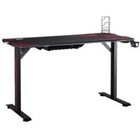 HOMdotCOM Gaming tafel bureau zwart + rood 140 cm x 70 cm x 77 cm