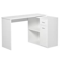 HOMCOM Schreibtisch L-Form, drehbares, platzsparendes 180-Grad-Desig weiß