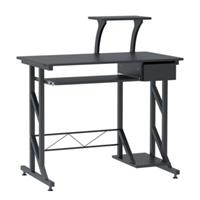 HOMCOM Schreibtisch Hochwertiger Metallrahmen, Platzsparend, Verstellbare Tischplatte schwarz