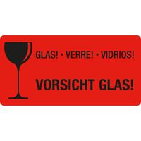 EICHNER 250 Warnetiketten rot Â»Vorsicht Glas!Â« 10,0 x 5,0 cm
