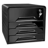 Cep Schubladenbox Smoove Secure schwarz DIN A4 mit 4 Schubladen