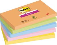 Post-it Super Sticky Notes Boost, 90 vel, ft 76 x 127 mm, geassorteerde kleuren, pak van 5 blokken