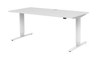 Home Office bureau TEMPIO, elektrisch in hoogte verstelbaar, gedeeld tafelblad met klep, B 1600 x D 700 x H 640-1280 mm, wit