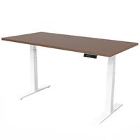 IVOL Elektrisch Verstelbaar Bureau - 140x80 Cm - Dual Motor - Wit / Donker Eiken