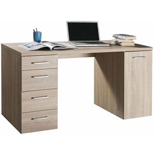 composad Schreibtisch mit 5 Schubladen, PC-Arbeitsplatz für Büro und Schlafzimmer 140 cm Made in Italy -Eiche / Schreibtisch