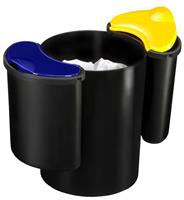 CEP Papierkorb CONFORT mit Nasseinsätzen, schwarz/gelb/blau