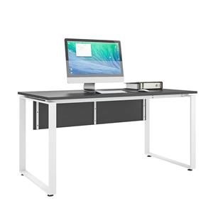 Müllermöbel Schreibtisch in Anthrazit und Weiß Metall Bügelgestell