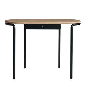 Violata Furniture Büroschreibtisch mit abgerundeter Massivholzplatte Metallgestell in Schwarz