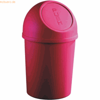 Helit 6 x  Abfallbehälter 13l Kunststoff mit Push-Deckel rot