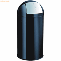 helit Push-afvalbak van staal, inhoud 50 l, h x Ø = 745 x 360 mm, zwart