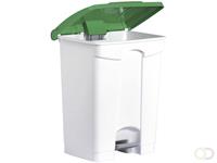 Helit Pedaalafvalbak, 70L, wit/groen