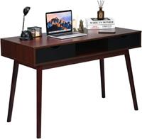 COSTWAY Schreibtisch Computertisch mit 2 Schubladen braun