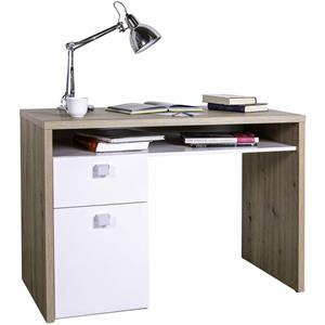 composad Schreibtisch Globo mit 2 Schubladen, PC-Arbeitsplatz für Büro und Schlafzimmer 110 cm Made in Italy -Artisan-Eiche