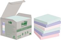 Post-It Recycled Sticky Notes Kleurenassortiment Pastel 76 x 76 mm 100 Vellen Pak van 6