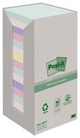 Post-It Recycled Sticky Notes Kleurenassortiment 76 x 76 mm 100 Vellen Pak van 16