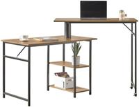 SoBuy Schreibtisch mit 2 Ablagen 360 Grad drehbarer Bartisch Computertisch Arbeitstisch Stehtisch Industrie-Design schwarz