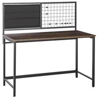 beliani Schreibtisch Dunkler Holzfarbton / Schwarz 118 x 60 cm mit Notiztafel Heimbüro Arbeitstisch Industrieller Stil - Dunkler Holzfarbton