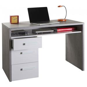 Composad - Schreibtisch mit Holzschubladen für Büro und Schlafzimmer 110 cm PC-Arbeitsplatz -Zement