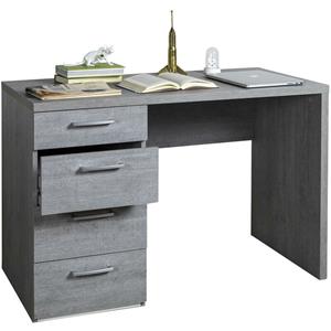 composad Schreibtisch mit 4 Schubladen, PC-Arbeitsplatz für Büro und Schlafzimmer 110 cm Made in Italy -Zement / Schreibtisch