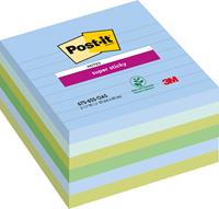 Post-it Super Sticky notes XL Oasis, 90 vel, ft 101 x 101 mm, gelijnd, geassorteerde kleuren, pak van 6 b