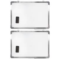 Shoppartners 2x Stuks Magnetische Whiteboards Met Pennengoot En Wisser 80 X 60 Cm - Whiteboards
