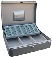 Acropaq geldkoffer met muntsorteerder, ft 30 x 24 x 9 cm, zilver